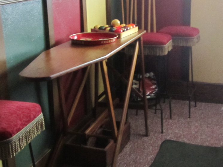 Restored vintage hairpin bar stools for Pub Room