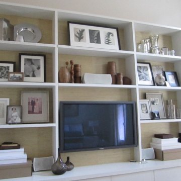 Sepia tone color story for this oversize built-in.